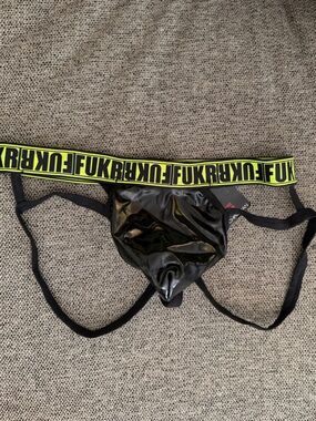 Andrew Christian FUKR Black Patent Jock/Thong with Neon Yellow Band